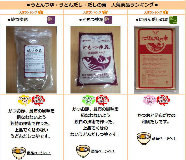堀内栄研のうどんつゆ・うどんだし・だしの素 人気商品ランキング